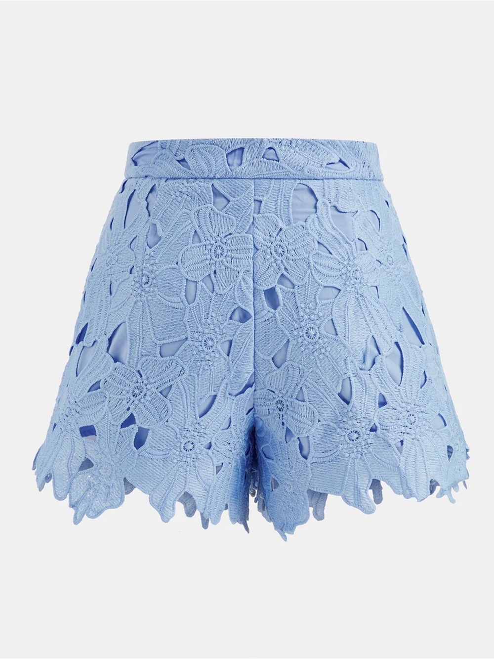 Commense Floral Lace Cropped Shirt & Shorts Set - Large - Blue - Picture 7 of 9